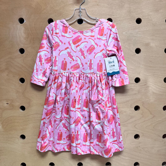 Pink Cowgirl Boots Pocket Dress