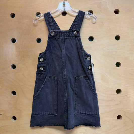 Black Raw Hem Denim Jumper