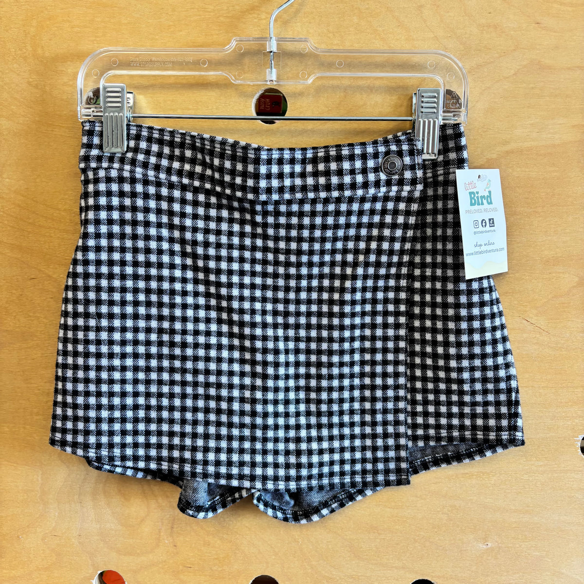 Black Gingham Wrap Skort