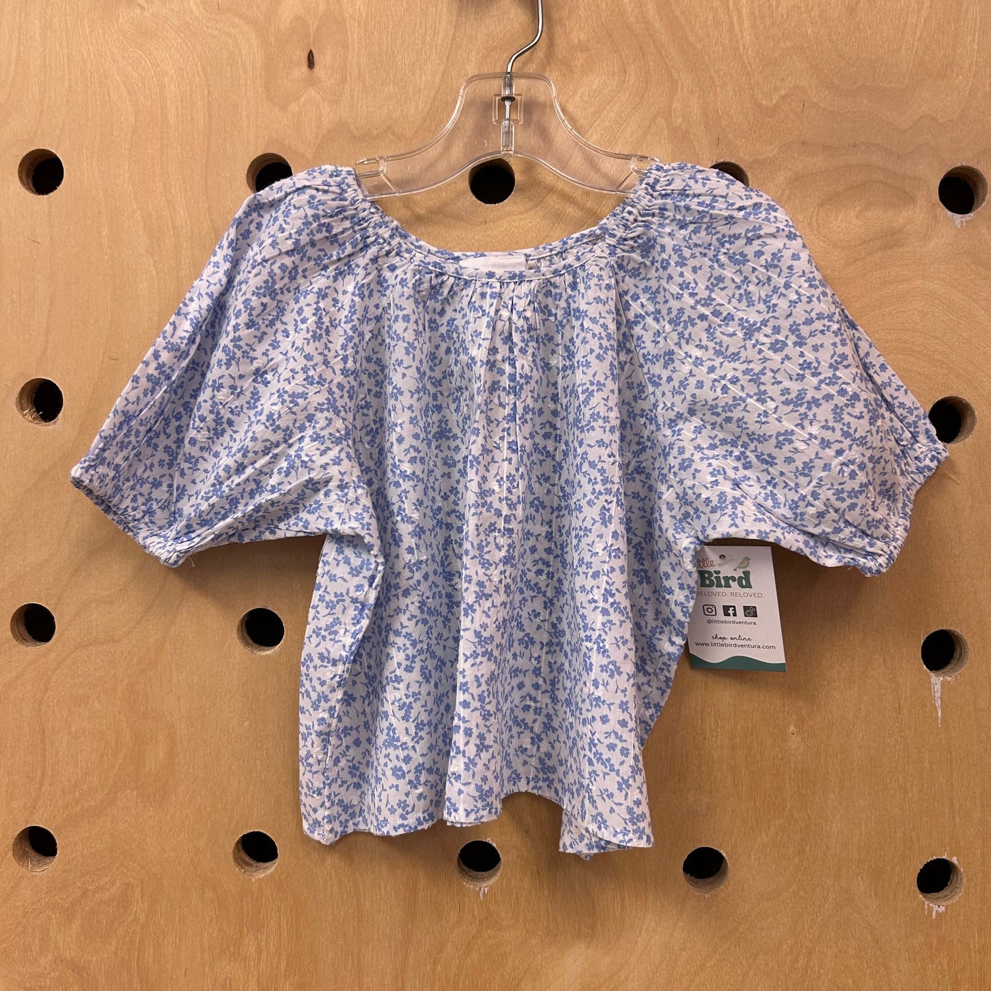 Blue + White Floral Top