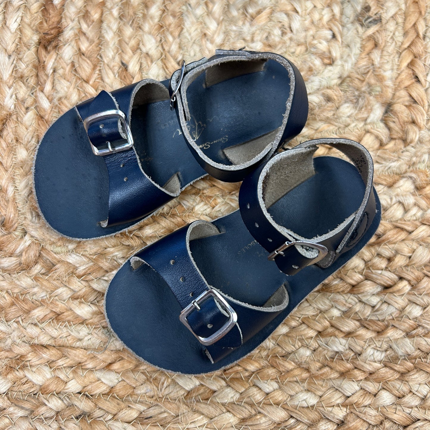 Blue Leather Surfer Sandals