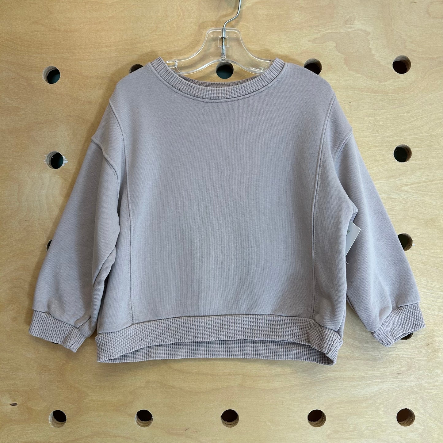 Lavender Waffle Knit Trim Crewneck