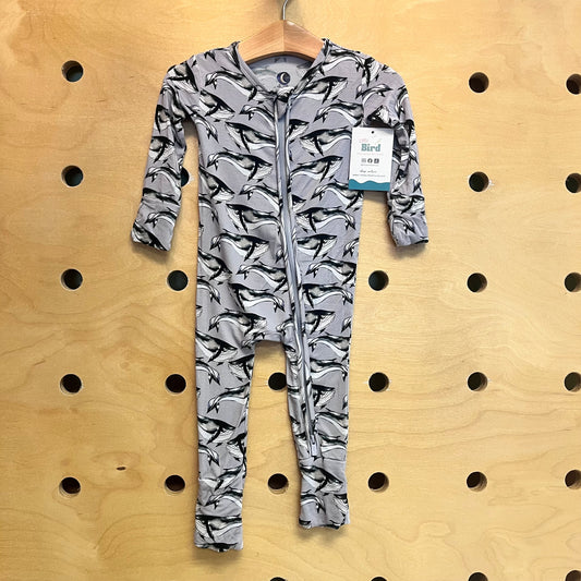 Grey Bamboo Whales Zippy