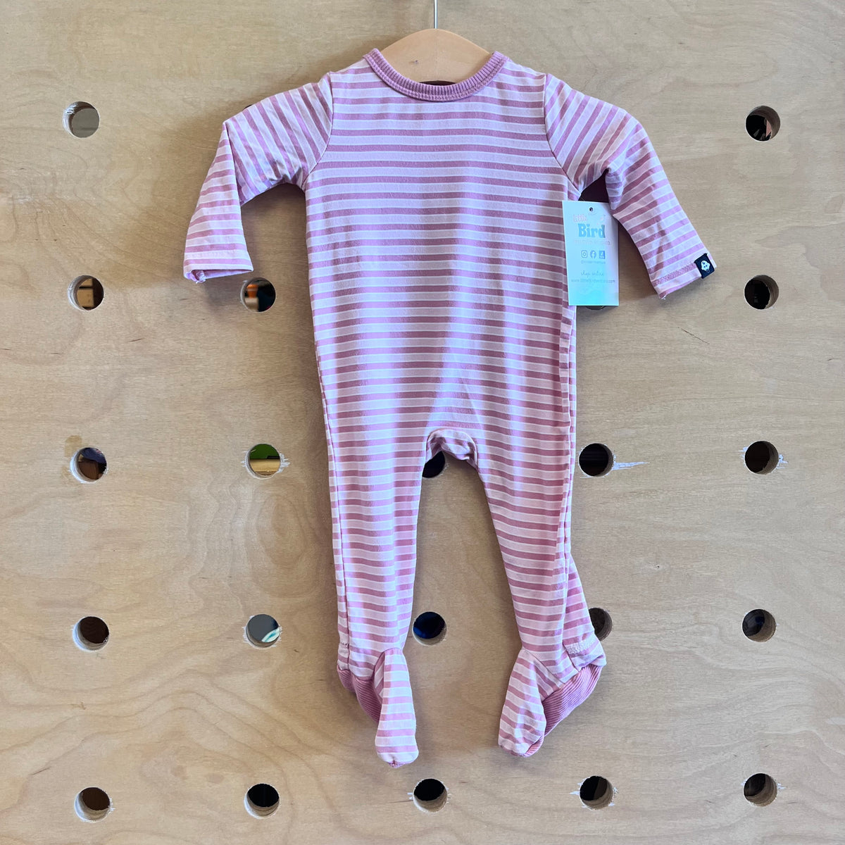 Pink Striped Bamboo Footies
