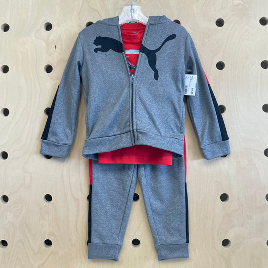Grey + Red 3pc Active Outfit
