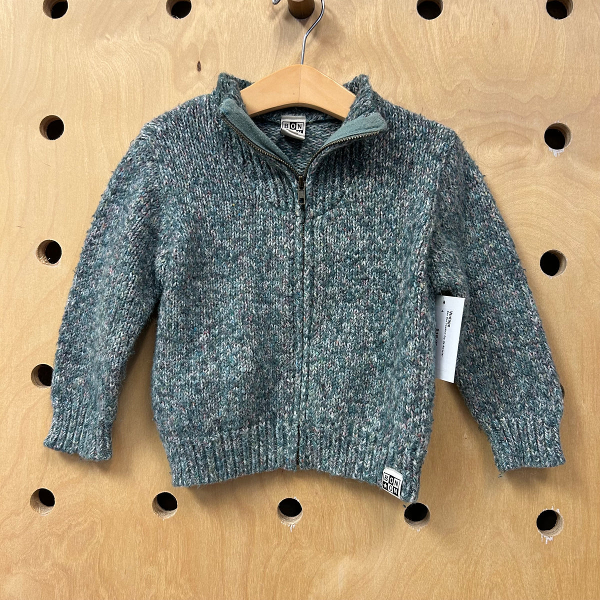 Bon Bon Teal Knit Zip Up Sweater