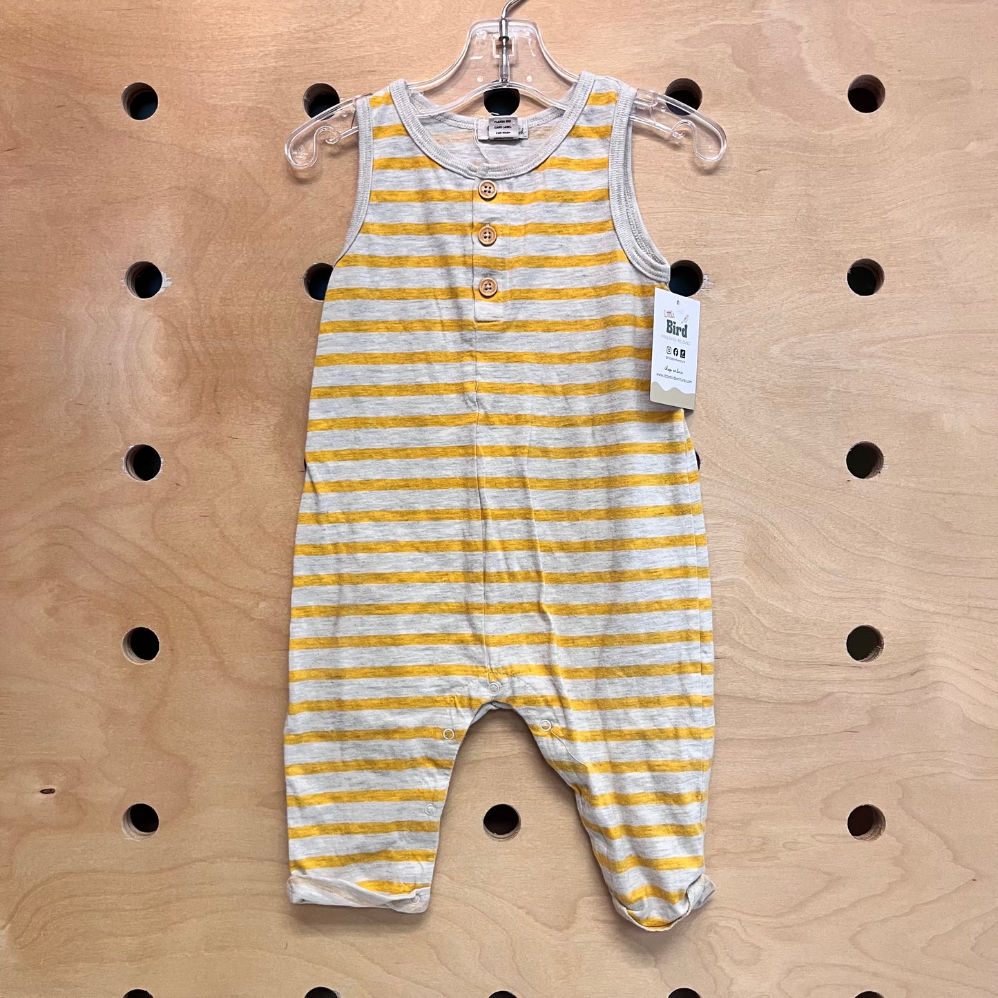 Yellow/Grey Striped Romper