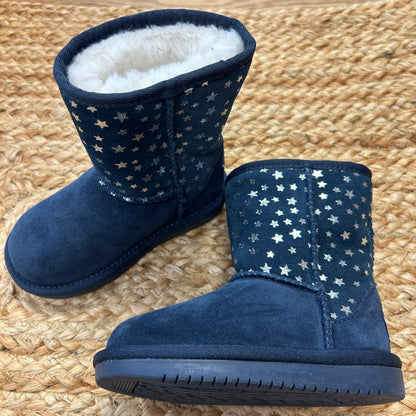 Navy & Silver Stars Fluffy Boots