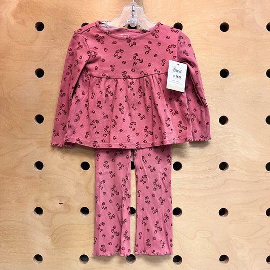 Pink/Brown Hearts Ribbed Outfit