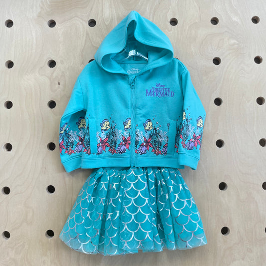 Teal Little Mermaid Skirt & Zip Up