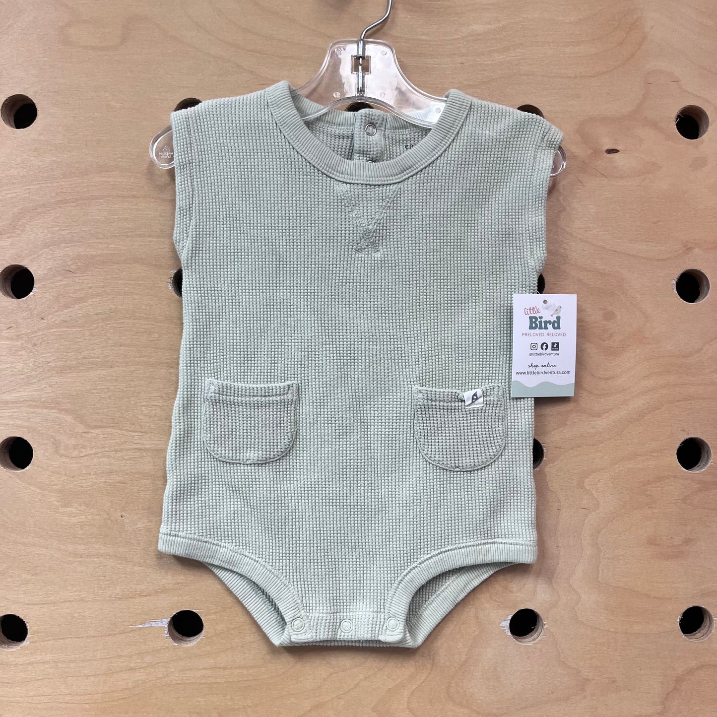 Organic Seafoam Waffle Knit Romper
