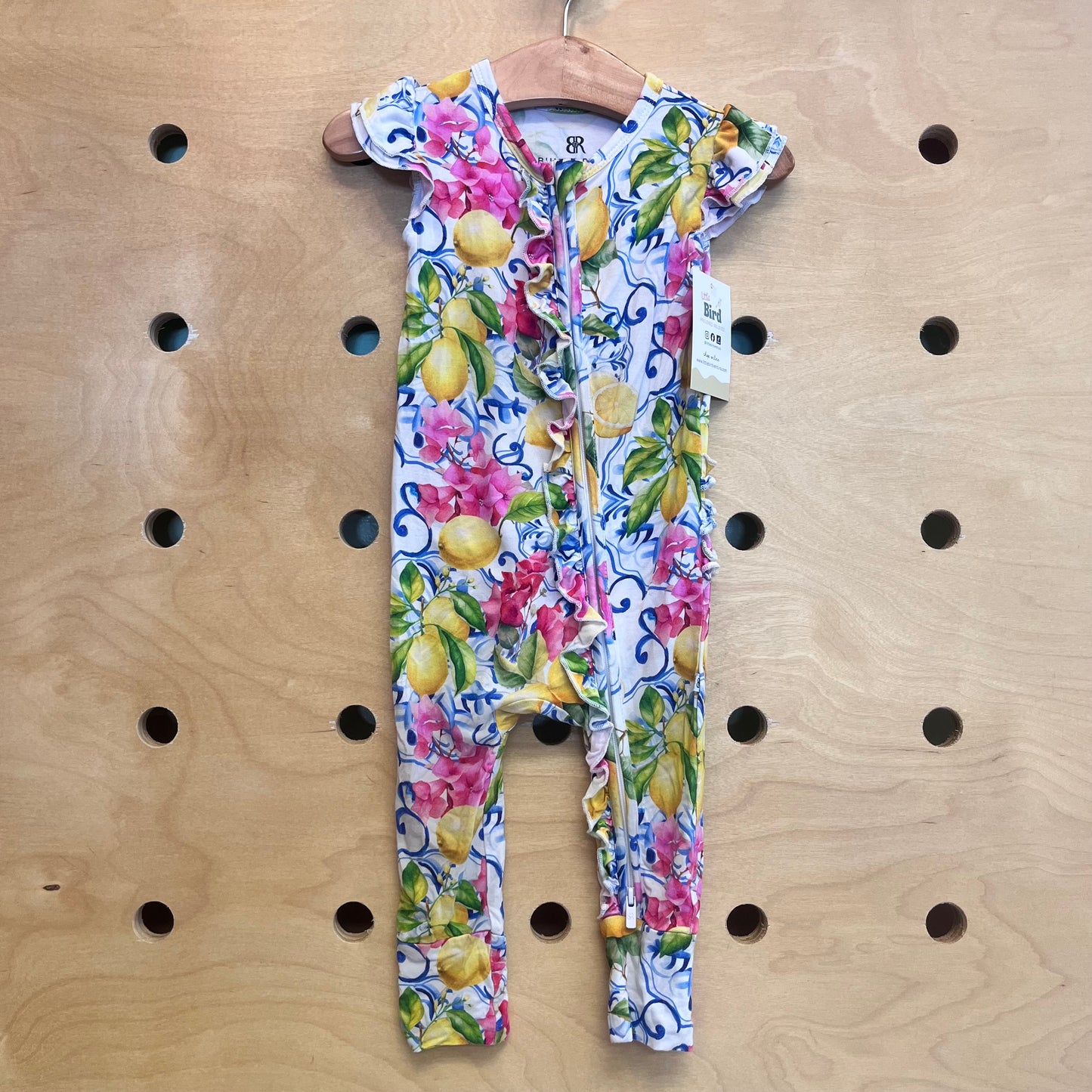 White Lemon/Floral Bamboo Romper