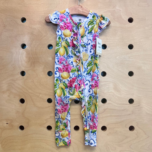 White Lemon/Floral Bamboo Romper