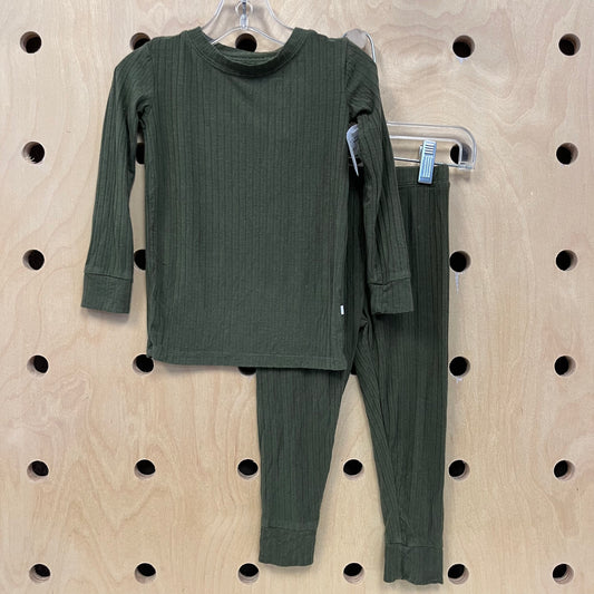 Army Green Ribbed Pajama Set
