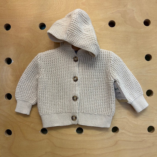Tan Knit Button Hoodie Sweater