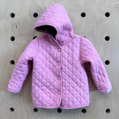 Green Floral/Pink Reversible Hoodie Coat