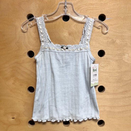 Blue Pointelle Rose Tank