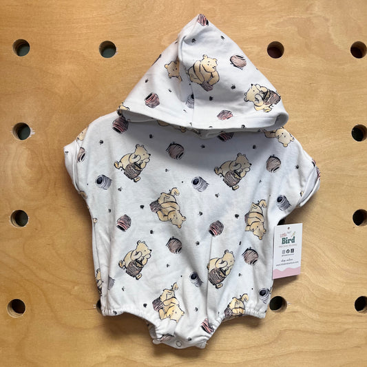 White Pooh Bear Hoodie Romper