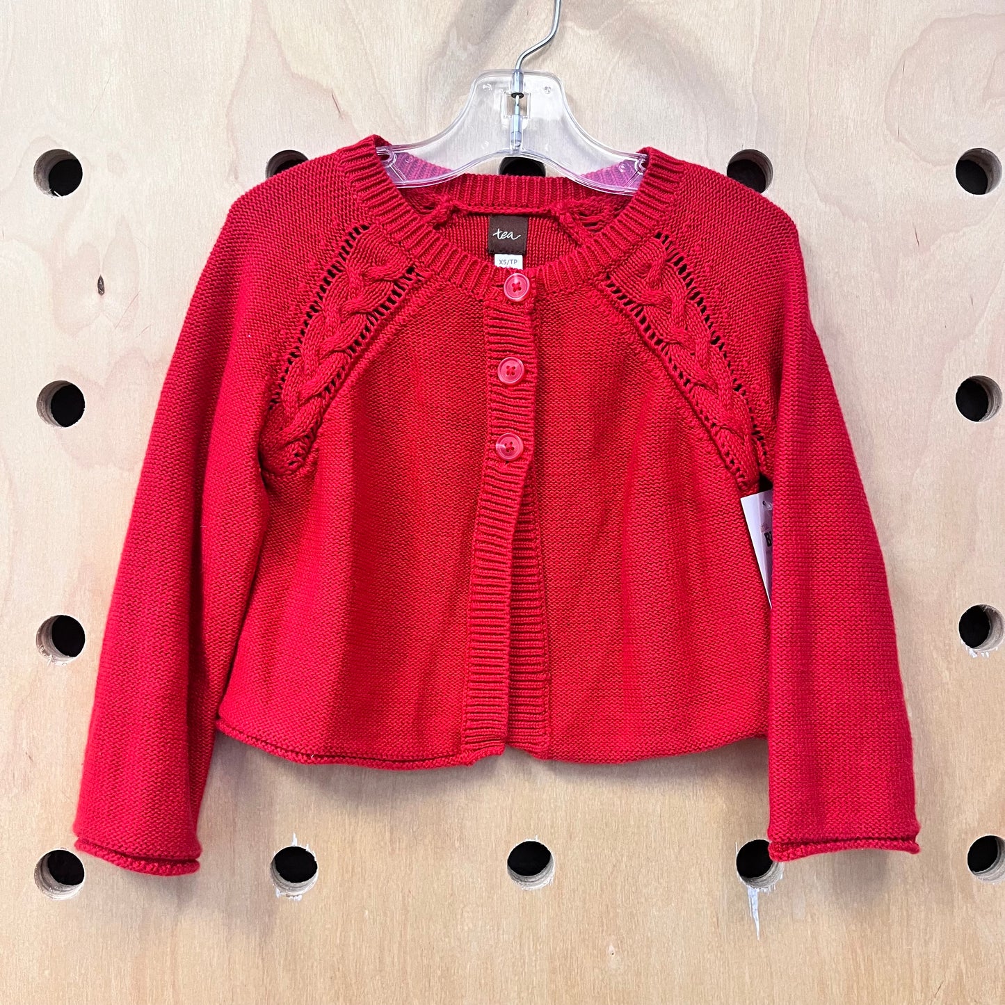 Red Knit Half Button Sweater