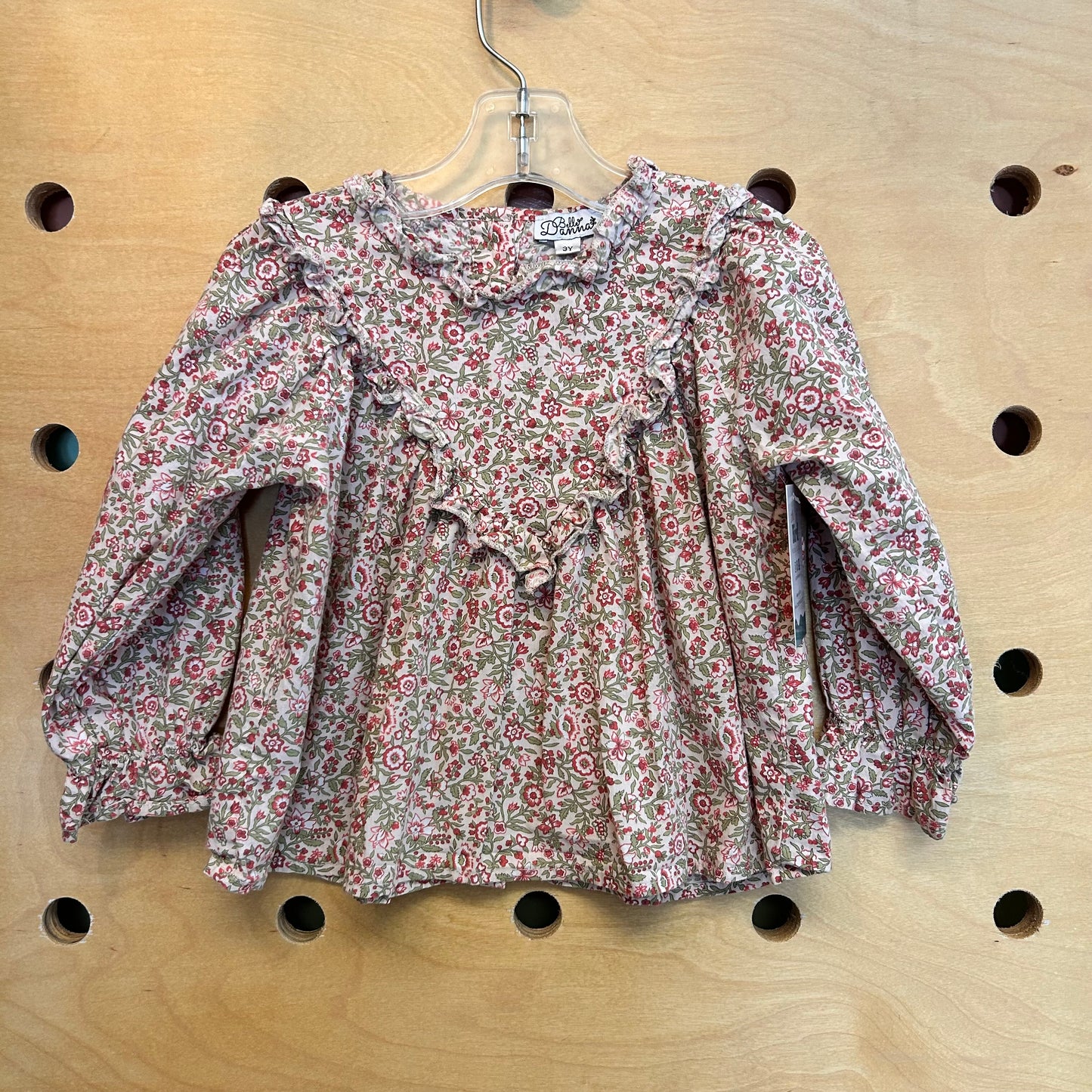 Green/Pink Floral Back-Button LS
