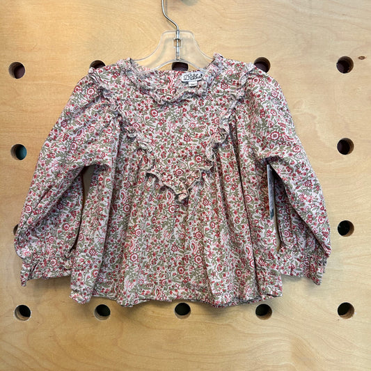 Green/Pink Floral Back-Button LS