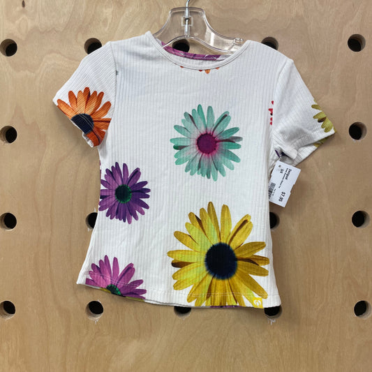 Cream Sunflower Ribbed Top