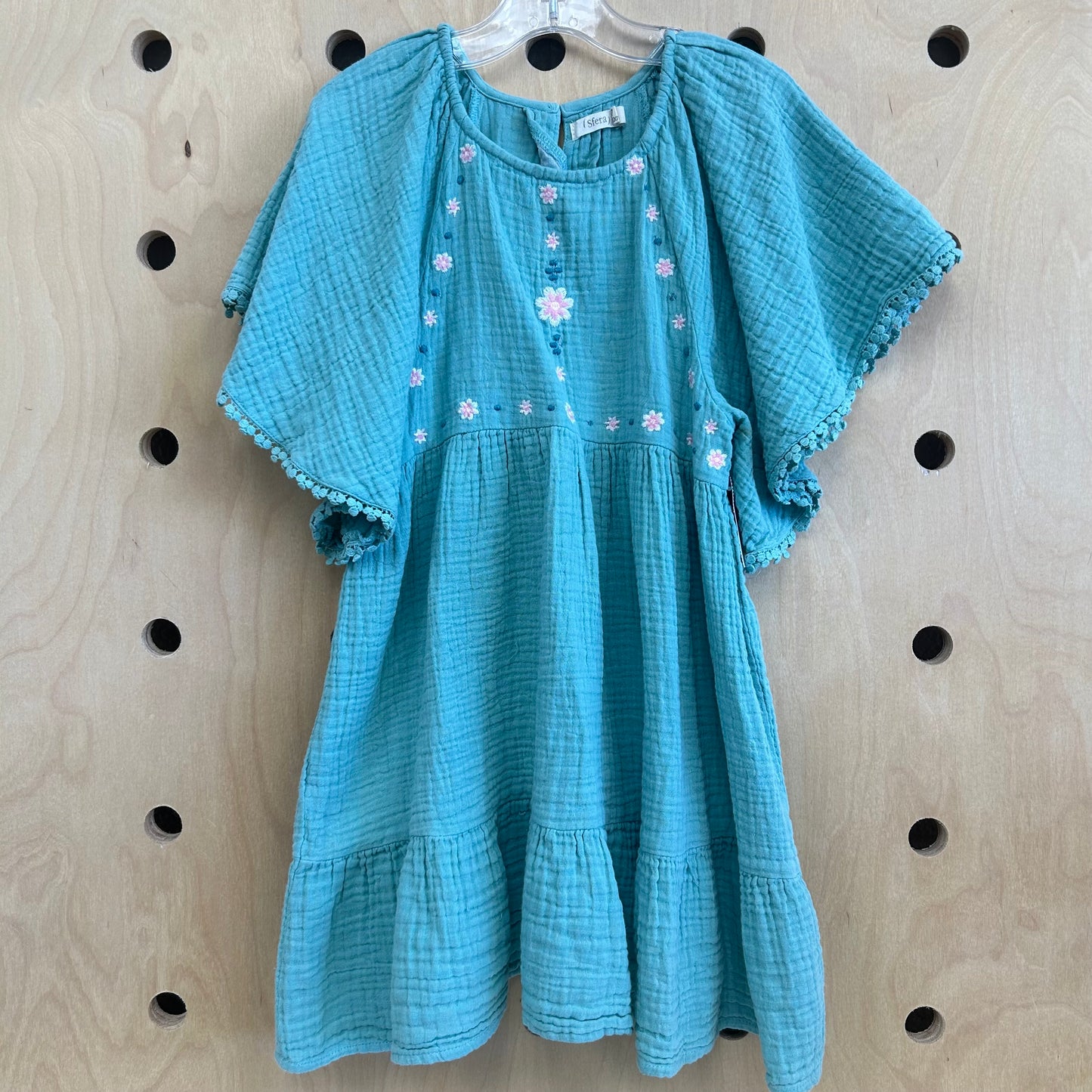 Teal Floral Gauze Dress