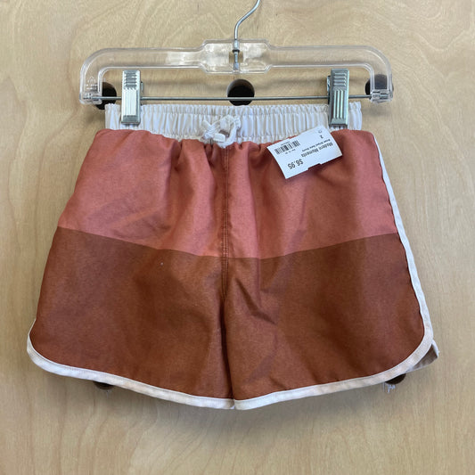 Brown Striped Swim Shorts