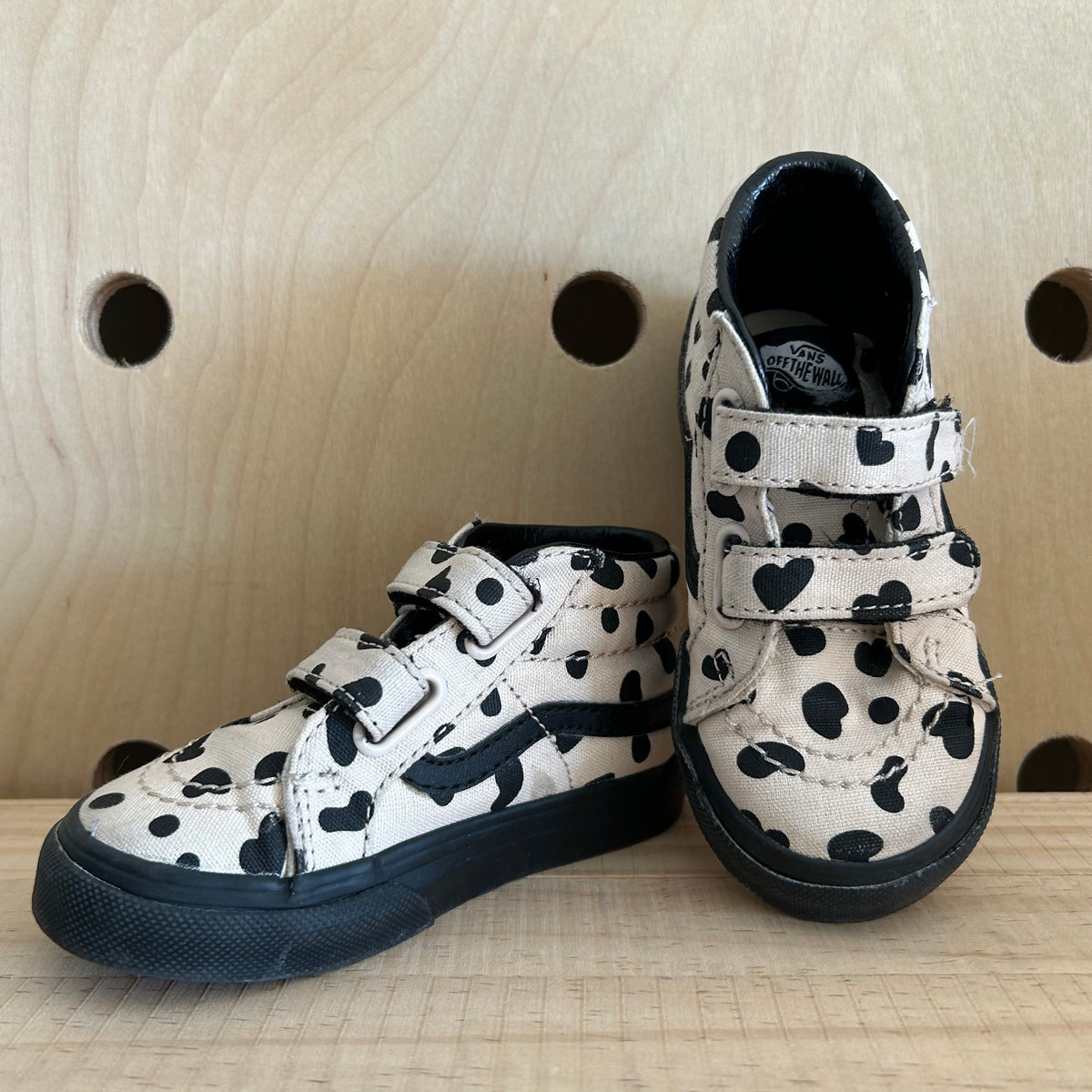 Beige & Black Hearts Hi Tops
