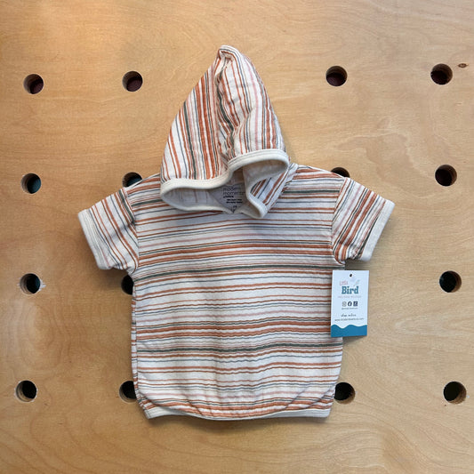 Organic Green/Pink Striped Hooded Tee