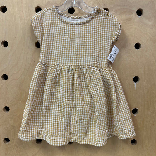 Mustard Organic Gingham Dress & Bloomers