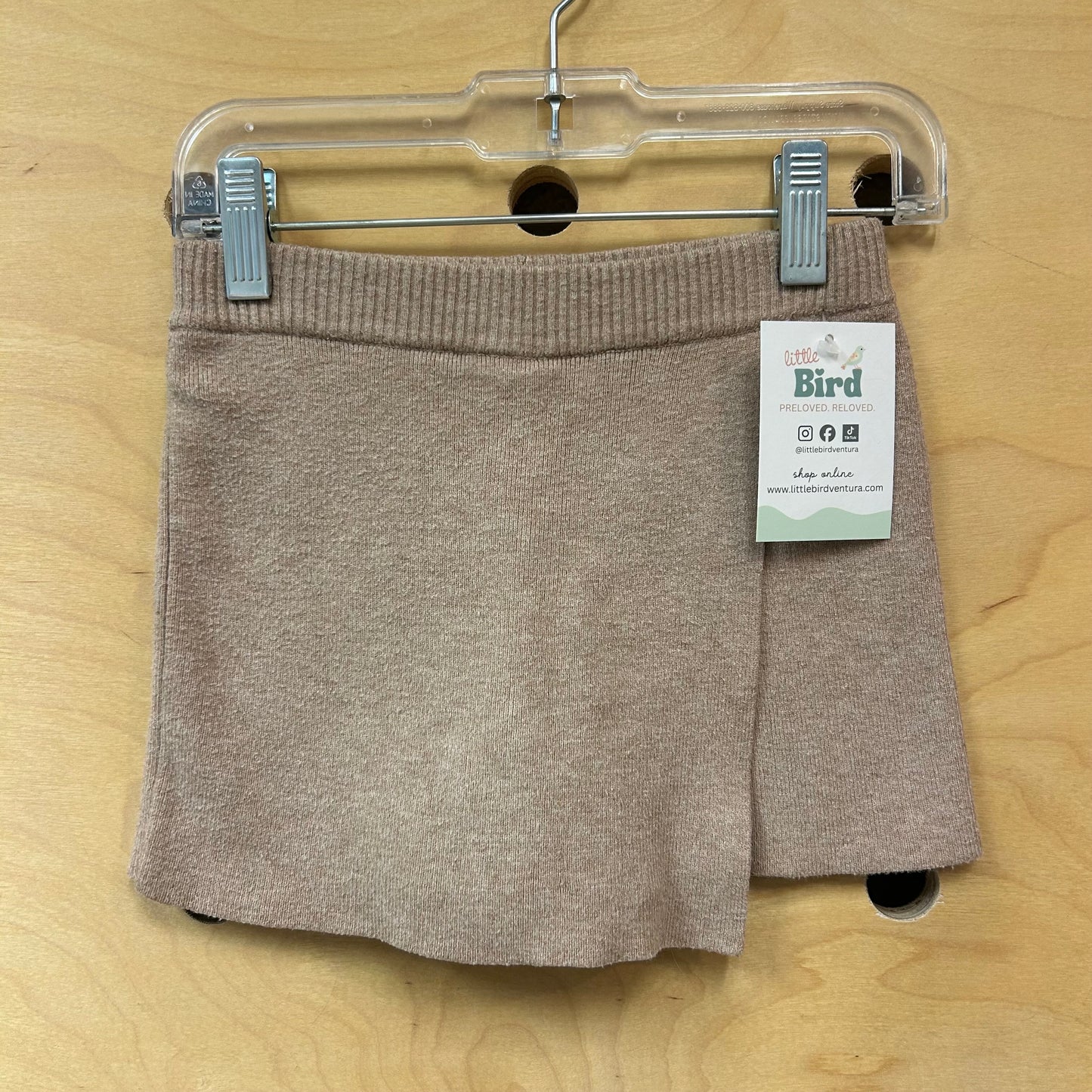 Beige Soft Ribbed Skort