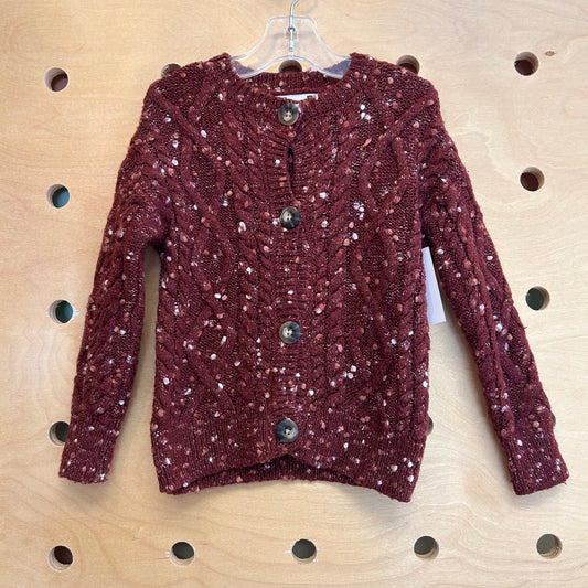 Maroon Spotty Knit Button Cardigan
