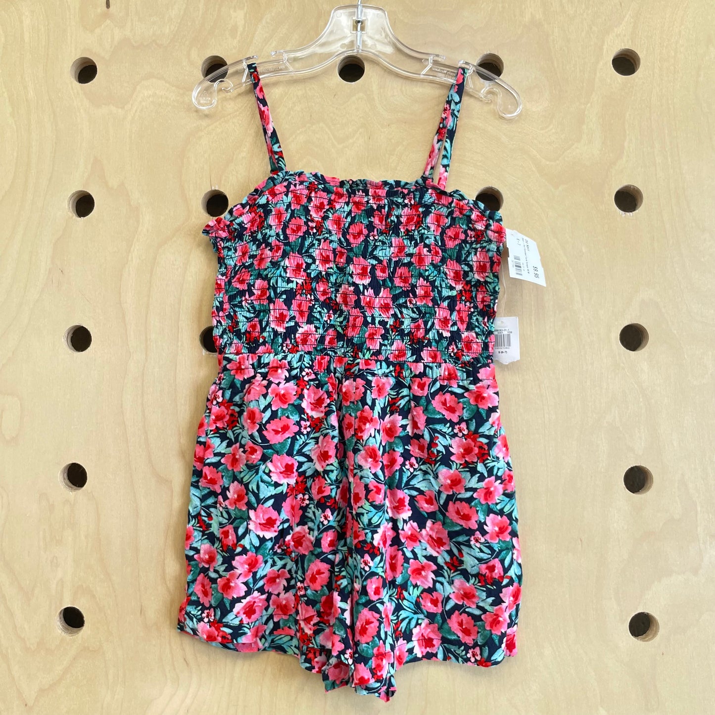 Black + Red Smocked Floral Romper NEW!