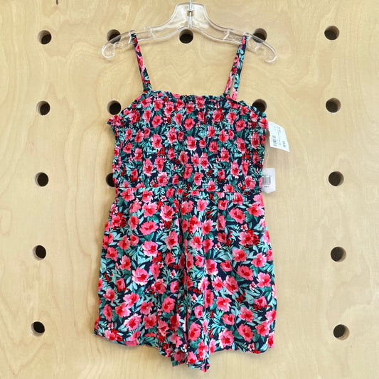 Black + Red Smocked Floral Romper NEW!