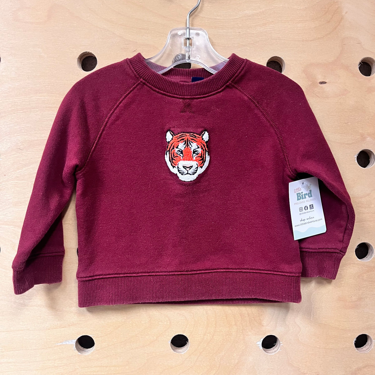 Burgundy Tiger Applique Sweatshirt
