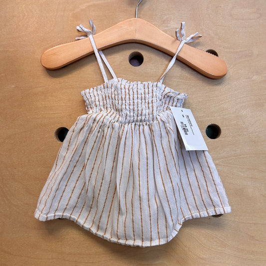 Cream Striped Dress Romper
