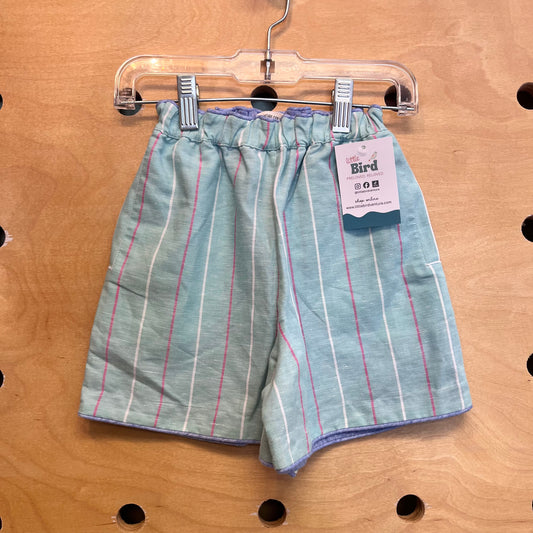 Mint Striped Pull On Shorts