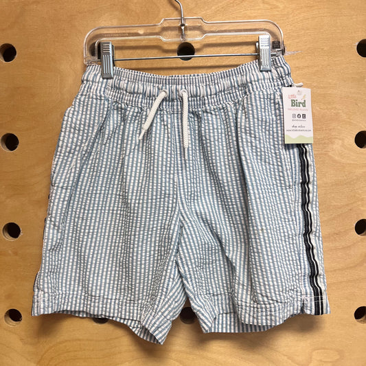 Blue Srtiped Seersucker Swim Trunks