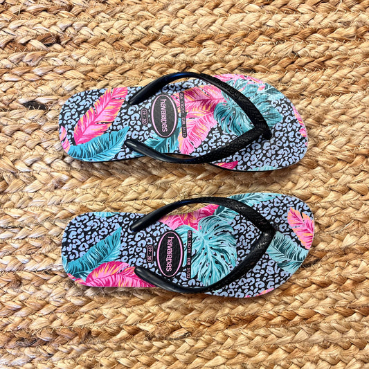 Animal Print & Leaves Flip-Flops