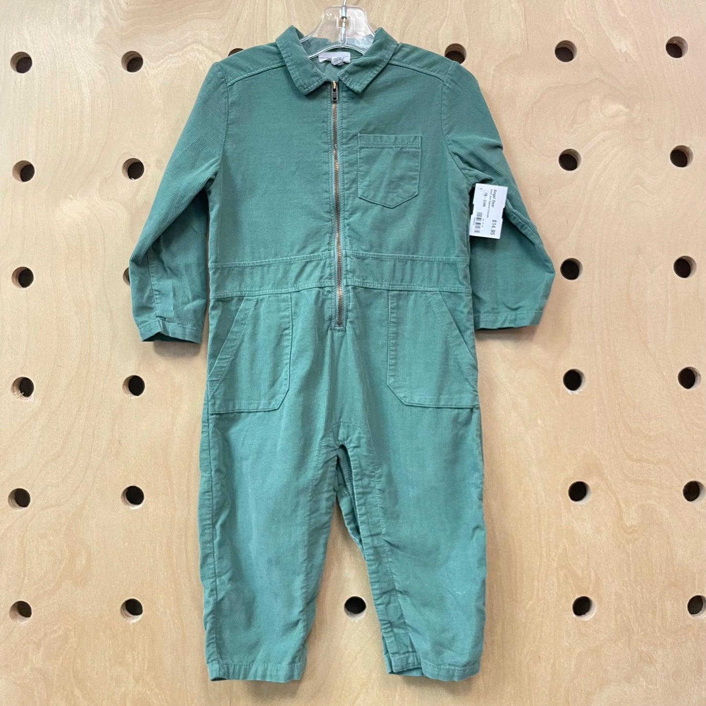 Green Cord Zippered Coveralls