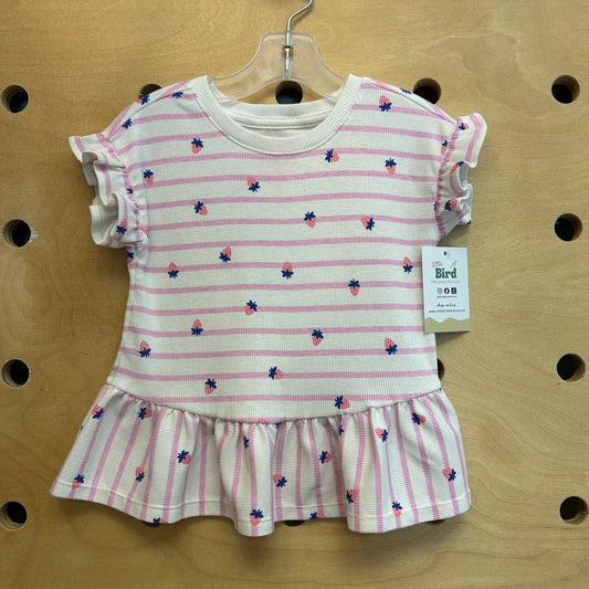 Purple Striped Strawberry Ribbed Tee