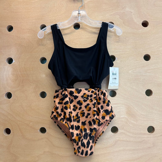 Black/Leopard Cut Out Swimsuit