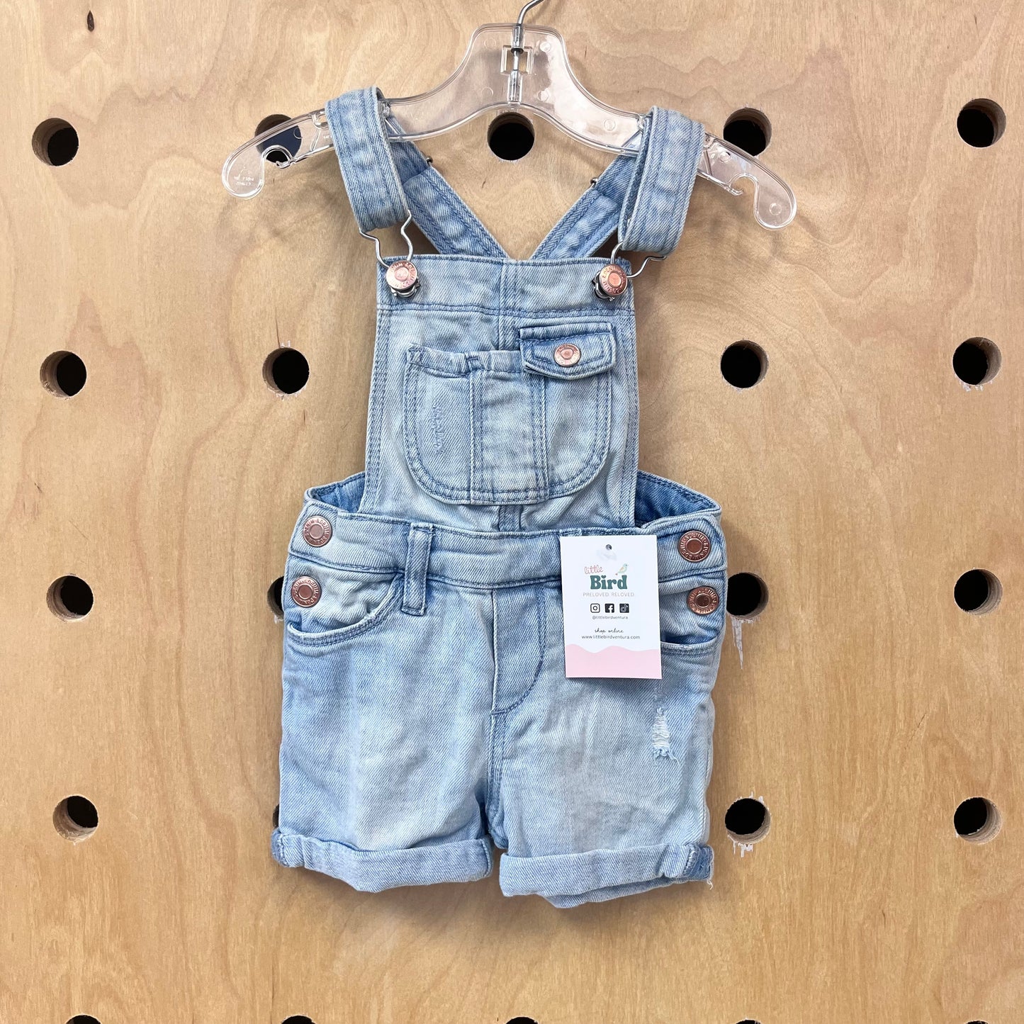 Distressed Denim Shortalls