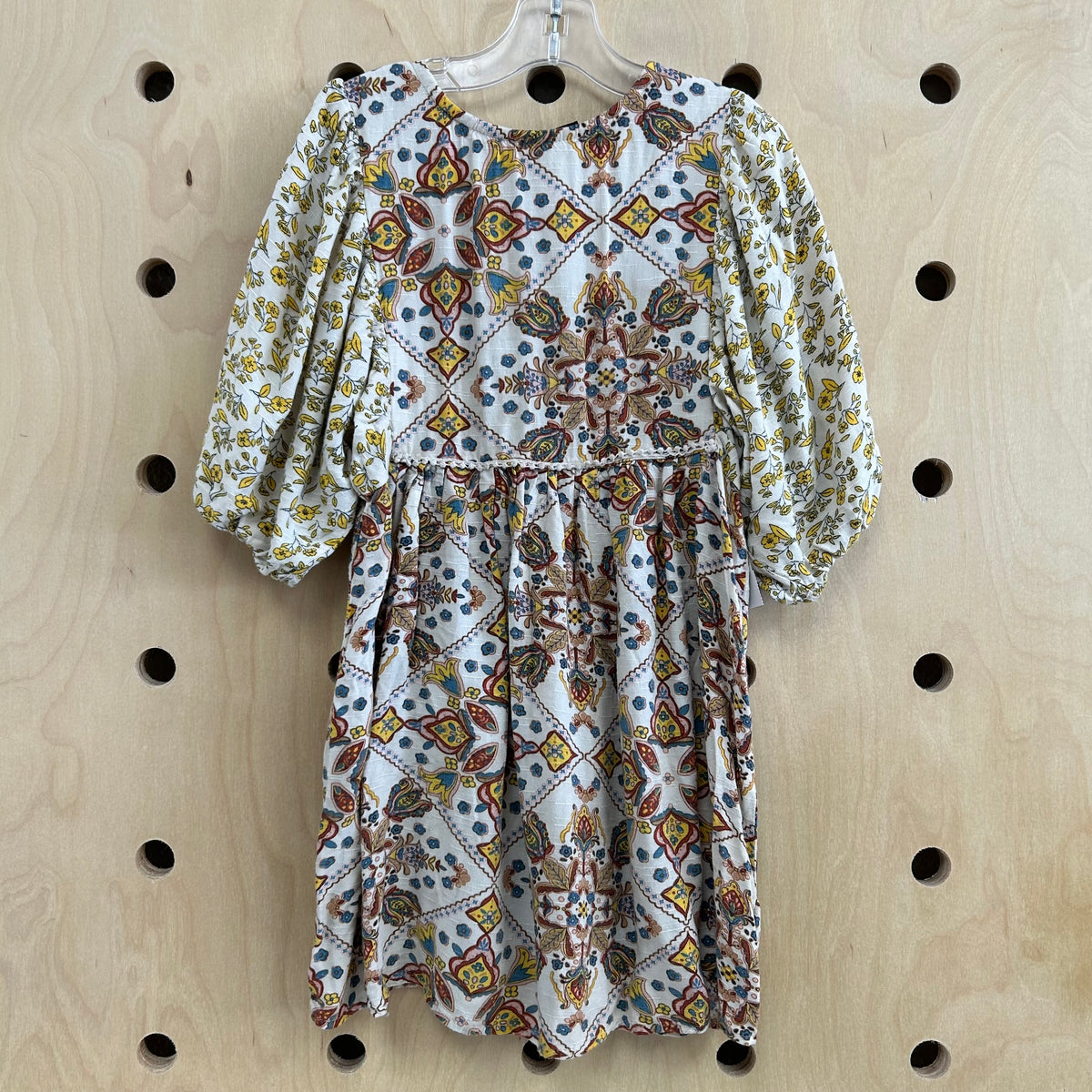 Cream Floral Peasant Dress
