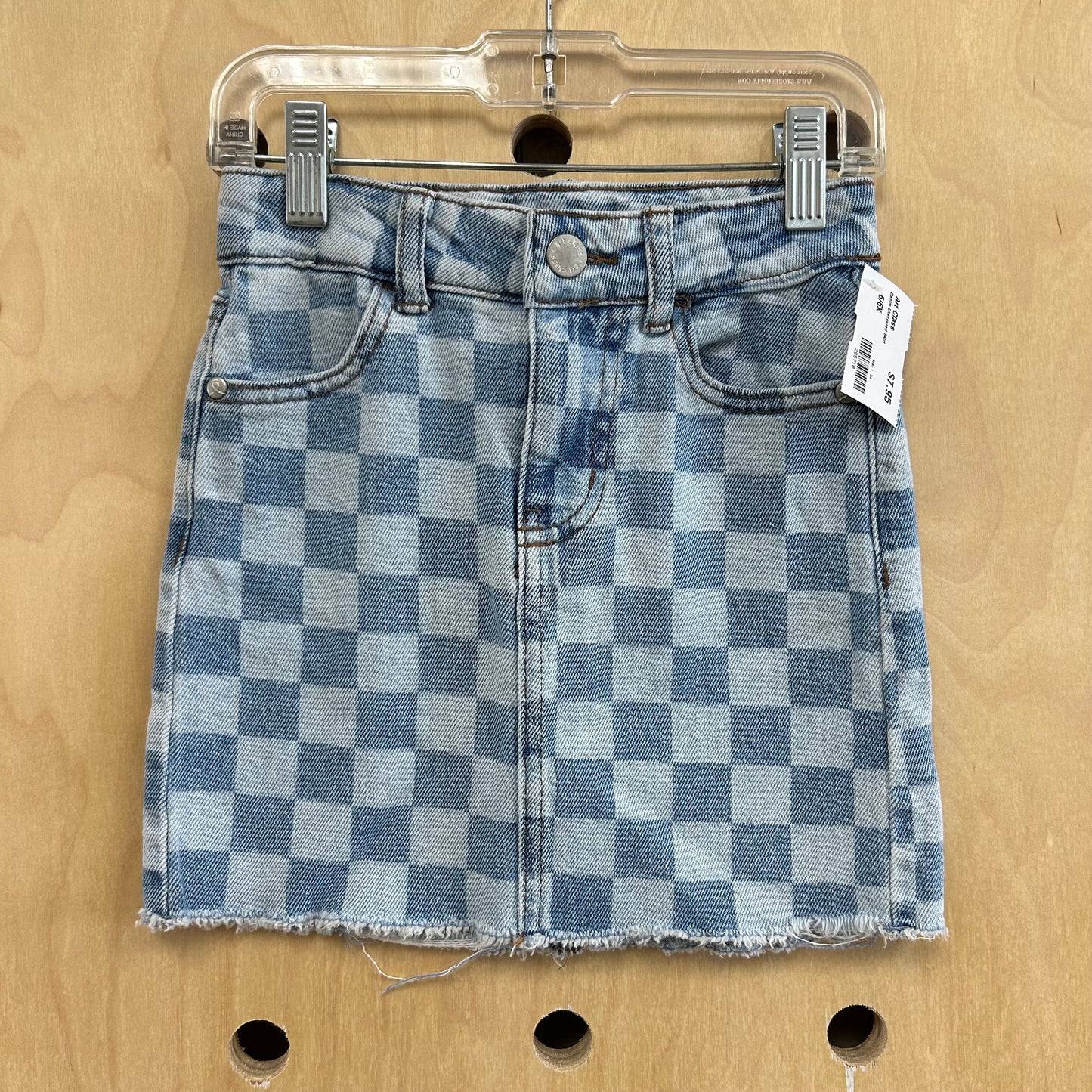 Denim Checkered Skirt