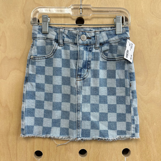 Denim Checkered Skirt
