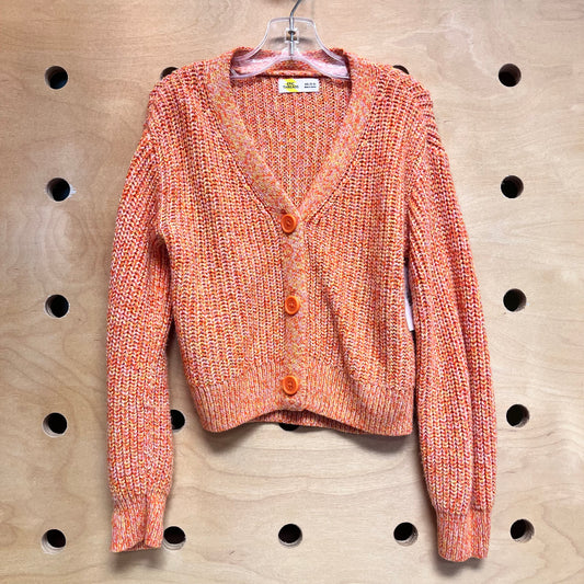 Orange Heather Crop Cardigan