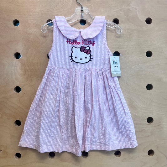 Pink Striped Seersucker Hello Kitty Dress
