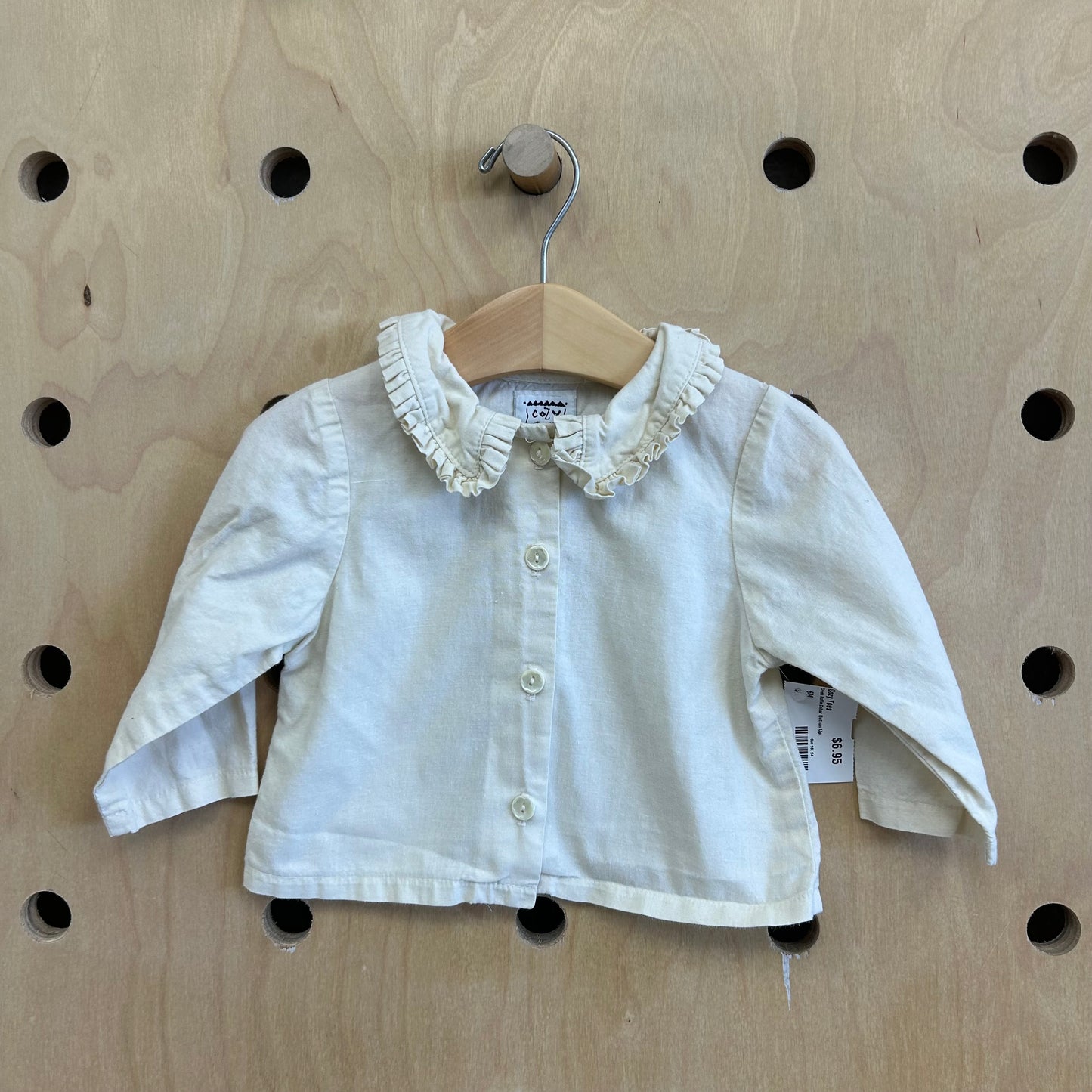 Cream Ruffle Collar Button Up